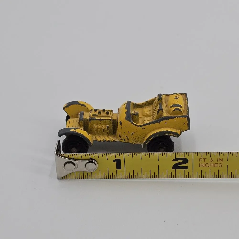 Vintage Tootsie Toy Car Die cast Yellow Roadster Hot Rod
